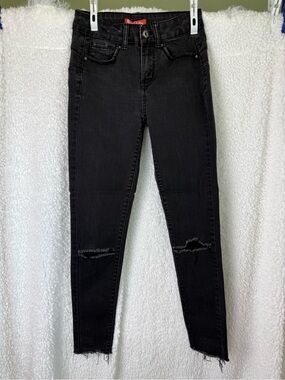 Butt I Love You Black Skinny Wax Distressed Jeans Sz 3